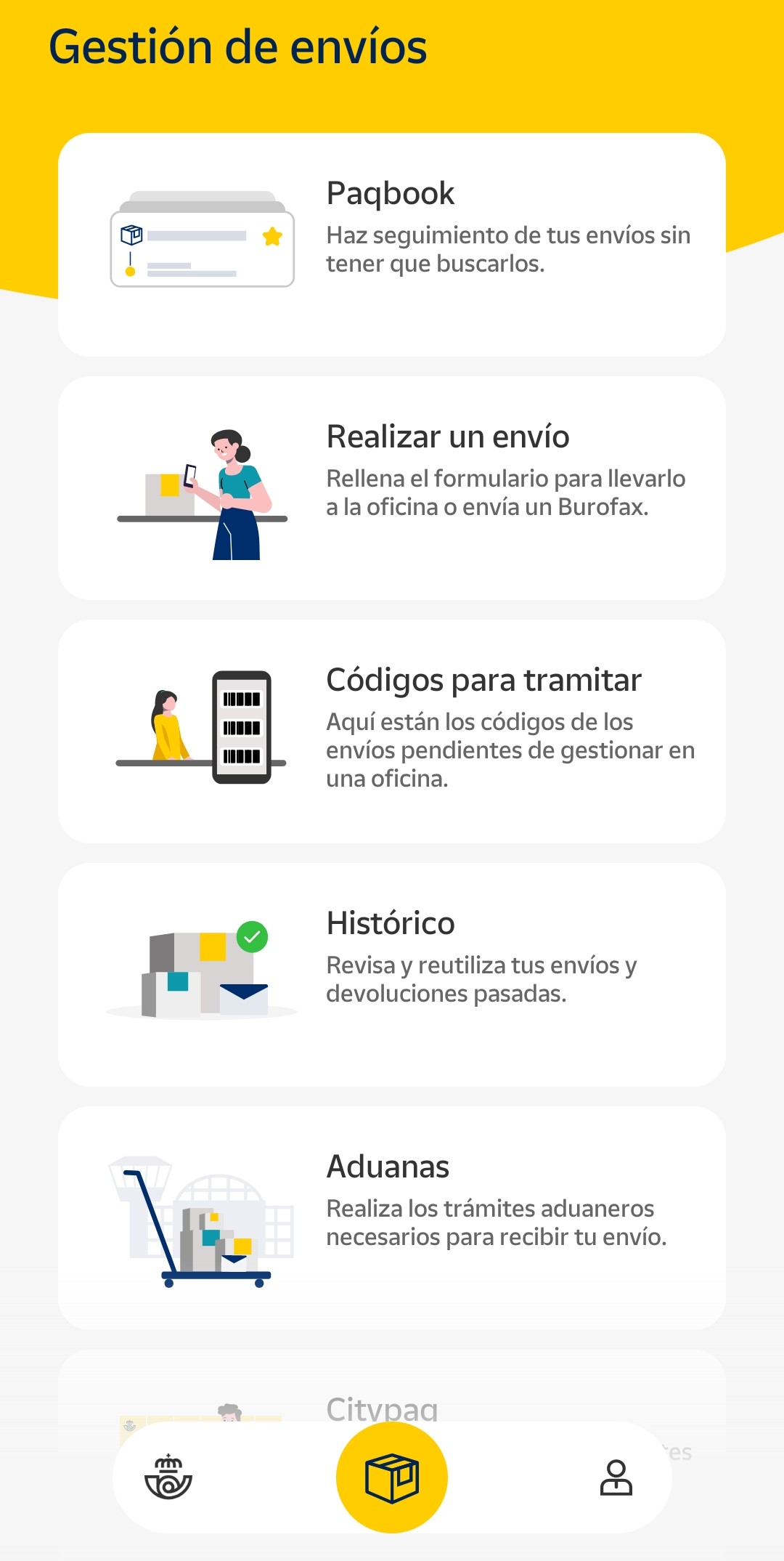 Captura de pantalla de la aplicación de Correos